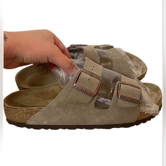 Birkenstock Shoes - Brown Suede Leather soft footbed Birkenstock double strap genuine leather